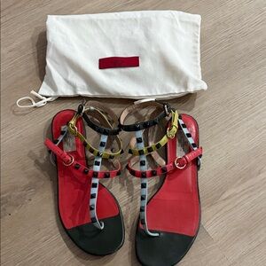 Valentino Rockstuds in black Colorful Strappy Sandals 9-9.5 size